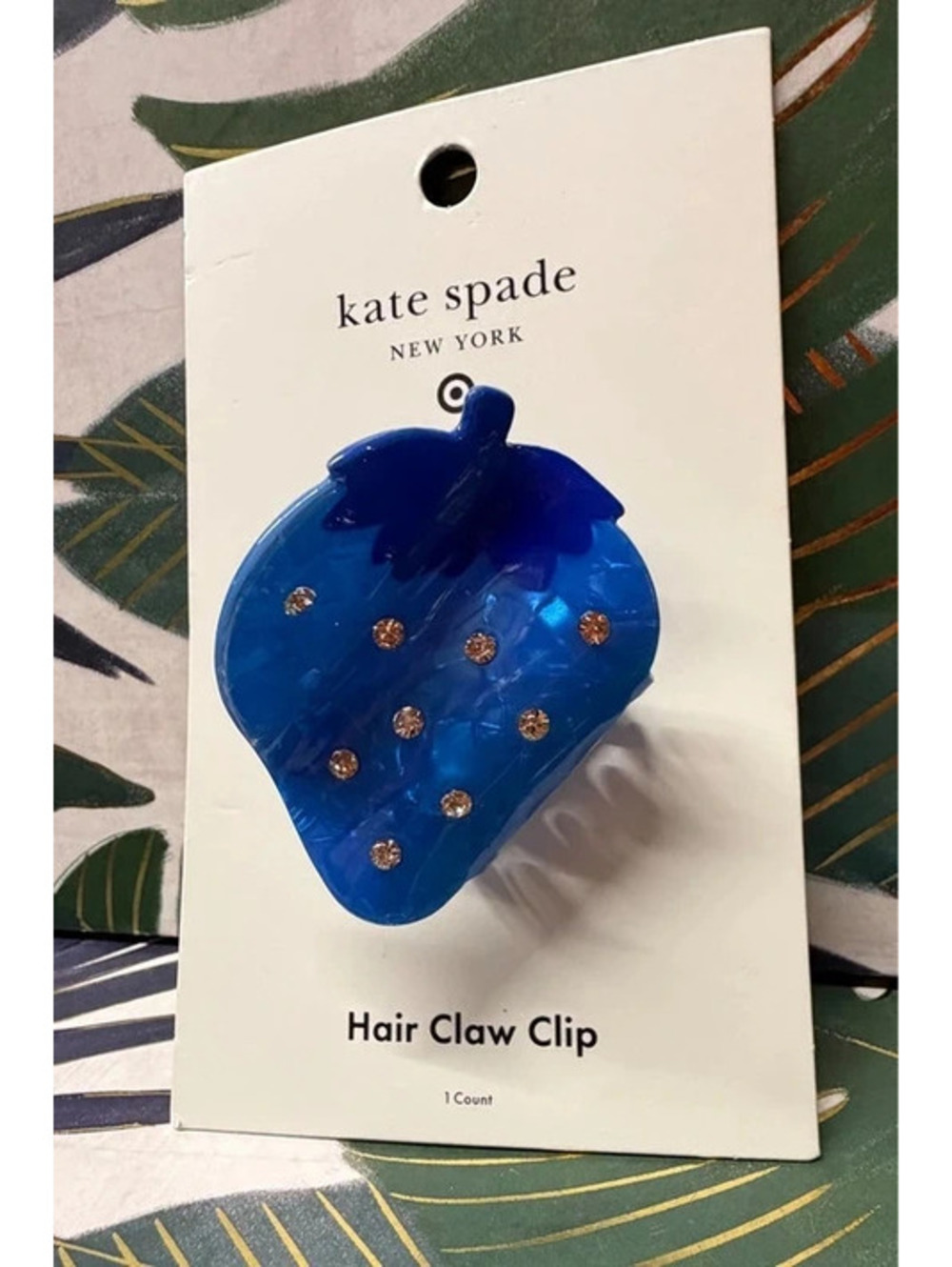 Kate Spade x Target Blue Strawberry Rhinestone Hair Claw Clip NWT